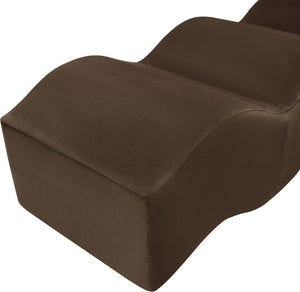 Meridian Furniture Wave Sculptural Curved Velvet Upholstered Bench for Bedroom Entryway or Living Room Accent Brown 22092Brown
