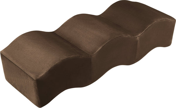 Meridian Furniture Wave Sculptural Curved Velvet Upholstered Bench for Bedroom Entryway or Living Room Accent Brown 22092Brown