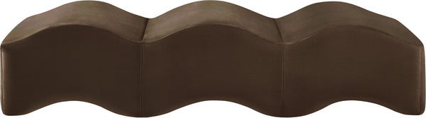 Meridian Furniture Wave Sculptural Curved Velvet Upholstered Bench for Bedroom Entryway or Living Room Accent Brown 22092Brown