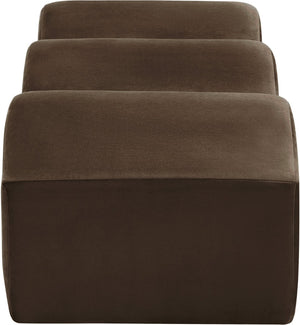 Meridian Furniture Wave Sculptural Curved Velvet Upholstered Bench for Bedroom Entryway or Living Room Accent Brown 22092Brown