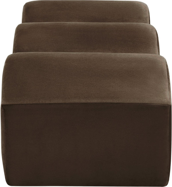 Meridian Furniture Wave Sculptural Curved Velvet Upholstered Bench for Bedroom Entryway or Living Room Accent Brown 22092Brown