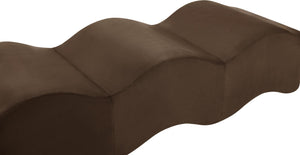 Meridian Furniture Wave Sculptural Curved Velvet Upholstered Bench for Bedroom Entryway or Living Room Accent Brown 22092Brown