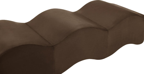 Meridian Furniture Wave Sculptural Curved Velvet Upholstered Bench for Bedroom Entryway or Living Room Accent Brown 22092Brown