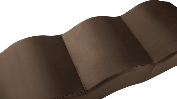 Meridian Furniture Wave Sculptural Curved Velvet Upholstered Bench for Bedroom Entryway or Living Room Accent Brown 22092Brown
