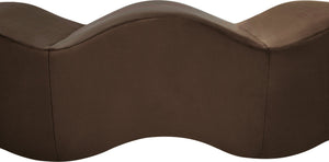 Meridian Furniture Wave Sculptural Curved Velvet Upholstered Bench for Bedroom Entryway or Living Room Accent Brown 22092Brown