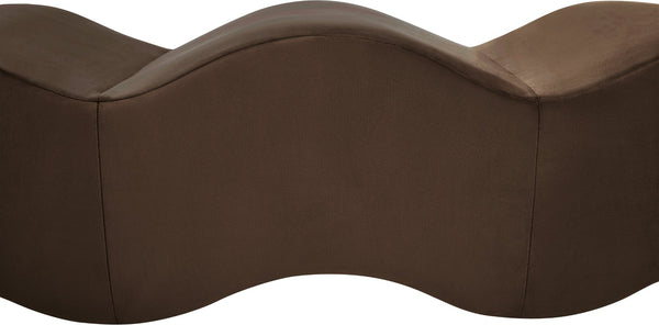 Meridian Furniture Wave Sculptural Curved Velvet Upholstered Bench for Bedroom Entryway or Living Room Accent Brown 22092Brown