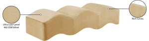 Meridian Furniture Wave Sculptural Curved Velvet Upholstered Bench for Bedroom Entryway or Living Room Accent Camel 22092Camel
