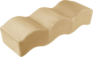 Meridian Furniture Wave Sculptural Curved Velvet Upholstered Bench for Bedroom Entryway or Living Room Accent Camel 22092Camel