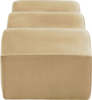 Meridian Furniture Wave Sculptural Curved Velvet Upholstered Bench for Bedroom Entryway or Living Room Accent Camel 22092Camel