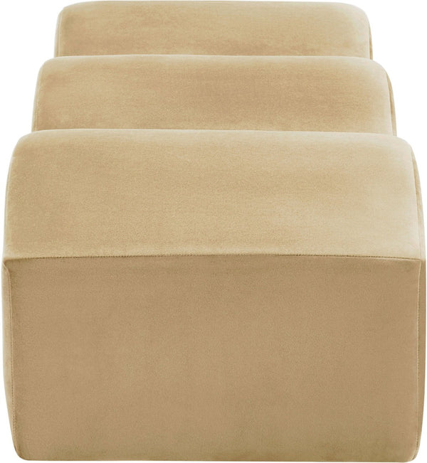 Meridian Furniture Wave Sculptural Curved Velvet Upholstered Bench for Bedroom Entryway or Living Room Accent Camel 22092Camel