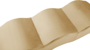 Meridian Furniture Wave Sculptural Curved Velvet Upholstered Bench for Bedroom Entryway or Living Room Accent Camel 22092Camel