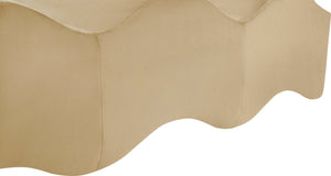 Meridian Furniture Wave Sculptural Curved Velvet Upholstered Bench for Bedroom Entryway or Living Room Accent Camel 22092Camel