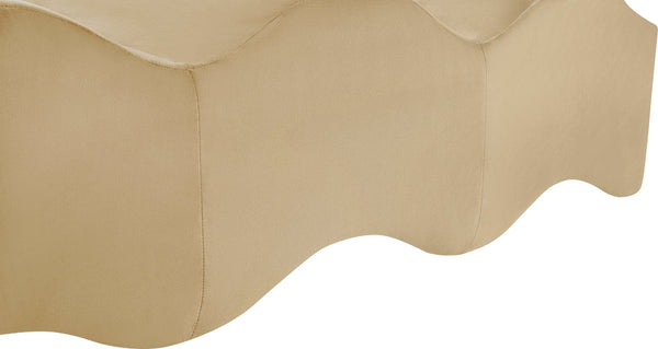 Meridian Furniture Wave Sculptural Curved Velvet Upholstered Bench for Bedroom Entryway or Living Room Accent Camel 22092Camel