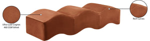 Meridian Furniture Wave Sculptural Curved Velvet Upholstered Bench for Bedroom Entryway or Living Room Accent Cognac 22092Cognac