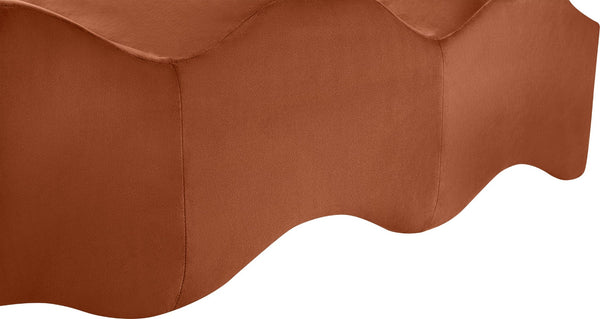 Meridian Furniture Wave Sculptural Curved Velvet Upholstered Bench for Bedroom Entryway or Living Room Accent Cognac 22092Cognac