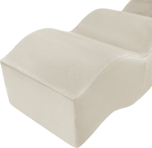 Meridian Furniture Wave Sculptural Curved Velvet Upholstered Bench for Bedroom Entryway or Living Room Accent Cream 22092Cream