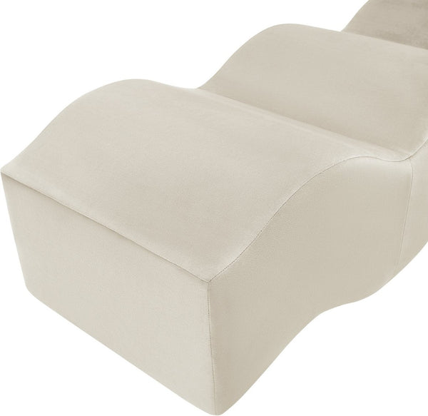 Meridian Furniture Wave Sculptural Curved Velvet Upholstered Bench for Bedroom Entryway or Living Room Accent Cream 22092Cream