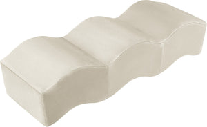 Meridian Furniture Wave Sculptural Curved Velvet Upholstered Bench for Bedroom Entryway or Living Room Accent Cream 22092Cream