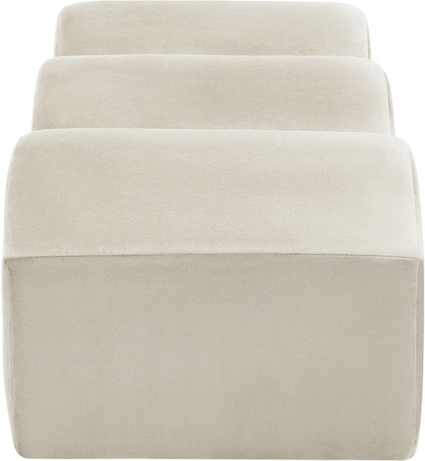 Meridian Furniture Wave Sculptural Curved Velvet Upholstered Bench for Bedroom Entryway or Living Room Accent Cream 22092Cream