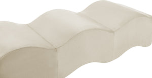 Meridian Furniture Wave Sculptural Curved Velvet Upholstered Bench for Bedroom Entryway or Living Room Accent Cream 22092Cream