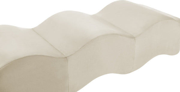 Meridian Furniture Wave Sculptural Curved Velvet Upholstered Bench for Bedroom Entryway or Living Room Accent Cream 22092Cream