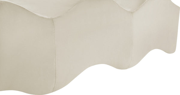 Meridian Furniture Wave Sculptural Curved Velvet Upholstered Bench for Bedroom Entryway or Living Room Accent Cream 22092Cream