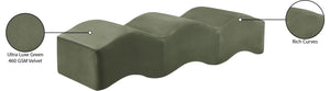 Meridian Furniture Wave Sculptural Curved Velvet Upholstered Bench for Bedroom Entryway or Living Room Accent Green 22092Green