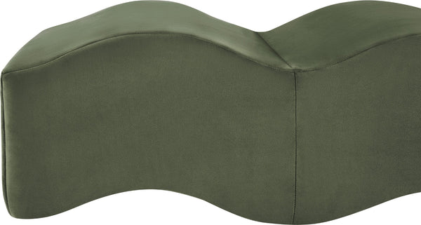 Meridian Furniture Wave Sculptural Curved Velvet Upholstered Bench for Bedroom Entryway or Living Room Accent Green 22092Green