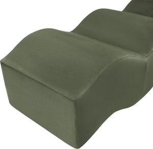 Meridian Furniture Wave Sculptural Curved Velvet Upholstered Bench for Bedroom Entryway or Living Room Accent Green 22092Green