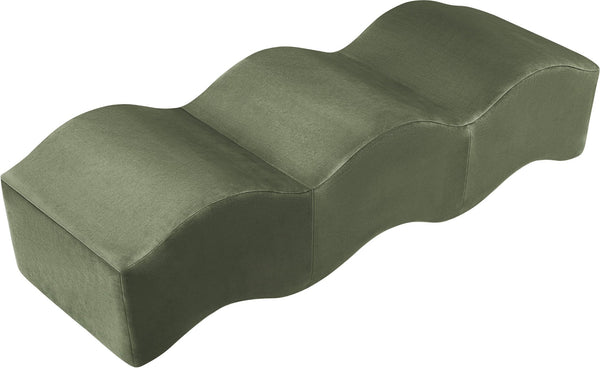Meridian Furniture Wave Sculptural Curved Velvet Upholstered Bench for Bedroom Entryway or Living Room Accent Green 22092Green