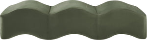 Meridian Furniture Wave Sculptural Curved Velvet Upholstered Bench for Bedroom Entryway or Living Room Accent Green 22092Green