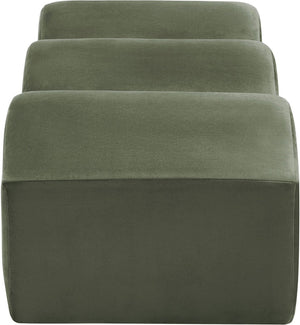 Meridian Furniture Wave Sculptural Curved Velvet Upholstered Bench for Bedroom Entryway or Living Room Accent Green 22092Green