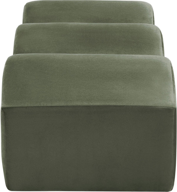 Meridian Furniture Wave Sculptural Curved Velvet Upholstered Bench for Bedroom Entryway or Living Room Accent Green 22092Green