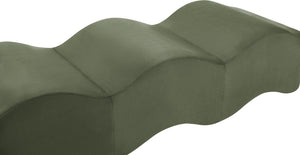 Meridian Furniture Wave Sculptural Curved Velvet Upholstered Bench for Bedroom Entryway or Living Room Accent Green 22092Green
