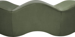 Meridian Furniture Wave Sculptural Curved Velvet Upholstered Bench for Bedroom Entryway or Living Room Accent Green 22092Green