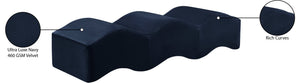 Meridian Furniture Wave Sculptural Curved Velvet Upholstered Bench for Bedroom Entryway or Living Room Accent Navy 22092Navy
