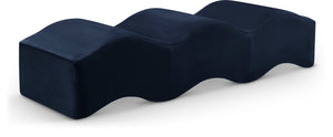 Meridian Furniture Wave Sculptural Curved Velvet Upholstered Bench for Bedroom Entryway or Living Room Accent Navy 22092Navy