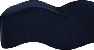 Meridian Furniture Wave Sculptural Curved Velvet Upholstered Bench for Bedroom Entryway or Living Room Accent Navy 22092Navy