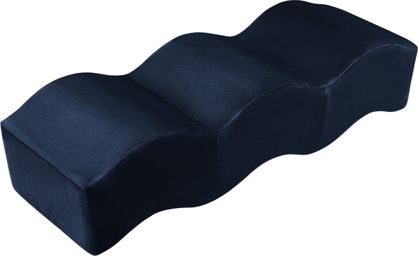 Meridian Furniture Wave Sculptural Curved Velvet Upholstered Bench for Bedroom Entryway or Living Room Accent Navy 22092Navy
