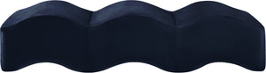 Meridian Furniture Wave Sculptural Curved Velvet Upholstered Bench for Bedroom Entryway or Living Room Accent Navy 22092Navy