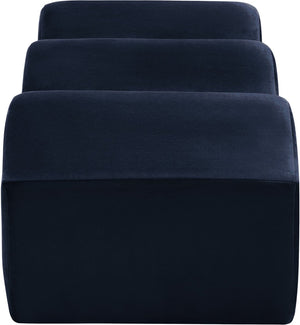 Meridian Furniture Wave Sculptural Curved Velvet Upholstered Bench for Bedroom Entryway or Living Room Accent Navy 22092Navy