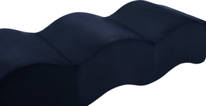 Meridian Furniture Wave Sculptural Curved Velvet Upholstered Bench for Bedroom Entryway or Living Room Accent Navy 22092Navy