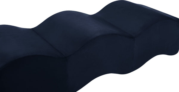 Meridian Furniture Wave Sculptural Curved Velvet Upholstered Bench for Bedroom Entryway or Living Room Accent Navy 22092Navy