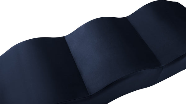 Meridian Furniture Wave Sculptural Curved Velvet Upholstered Bench for Bedroom Entryway or Living Room Accent Navy 22092Navy