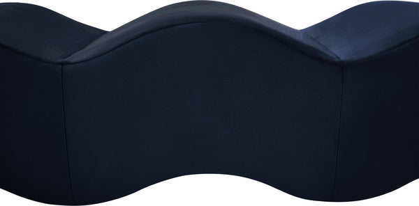 Meridian Furniture Wave Sculptural Curved Velvet Upholstered Bench for Bedroom Entryway or Living Room Accent Navy 22092Navy