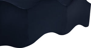 Meridian Furniture Wave Sculptural Curved Velvet Upholstered Bench for Bedroom Entryway or Living Room Accent Navy 22092Navy