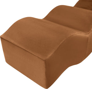 Meridian Furniture Wave Sculptural Curved Velvet Upholstered Bench for Bedroom Entryway or Living Room Accent Saddle 22092Saddle