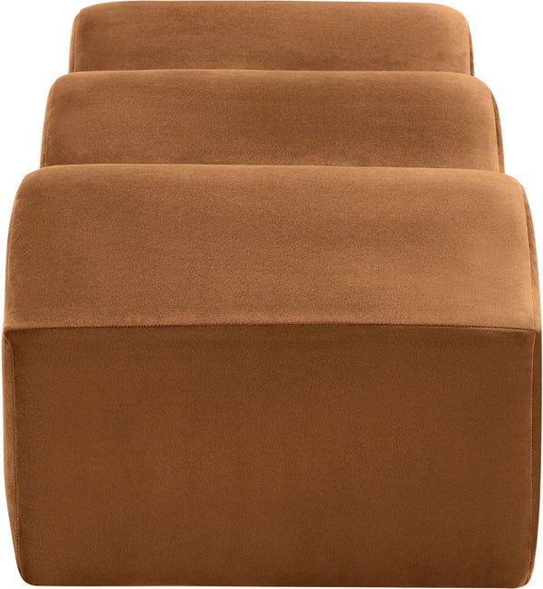 Meridian Furniture Wave Sculptural Curved Velvet Upholstered Bench for Bedroom Entryway or Living Room Accent Saddle 22092Saddle