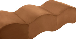 Meridian Furniture Wave Sculptural Curved Velvet Upholstered Bench for Bedroom Entryway or Living Room Accent Saddle 22092Saddle