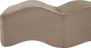 Meridian Furniture Wave Sculptural Curved Velvet Upholstered Bench for Bedroom Entryway or Living Room Accent Taupe 22092Taupe